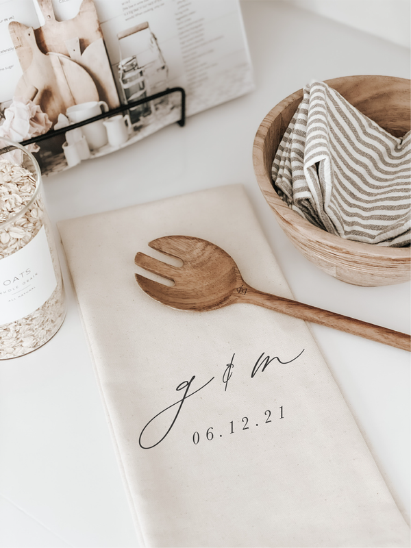 Personalized Two Initials and Date Kitchen Towel