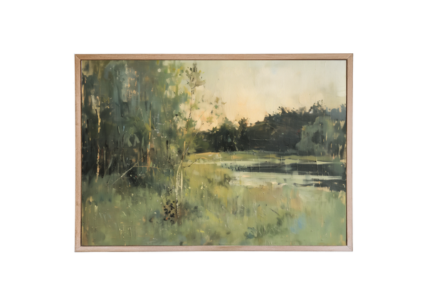 Waterside Brush Wood Framed Print