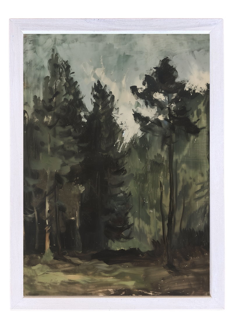 Moody Forest Wood Framed Print