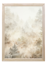 Neutral Tree Pattern Wood Framed Print