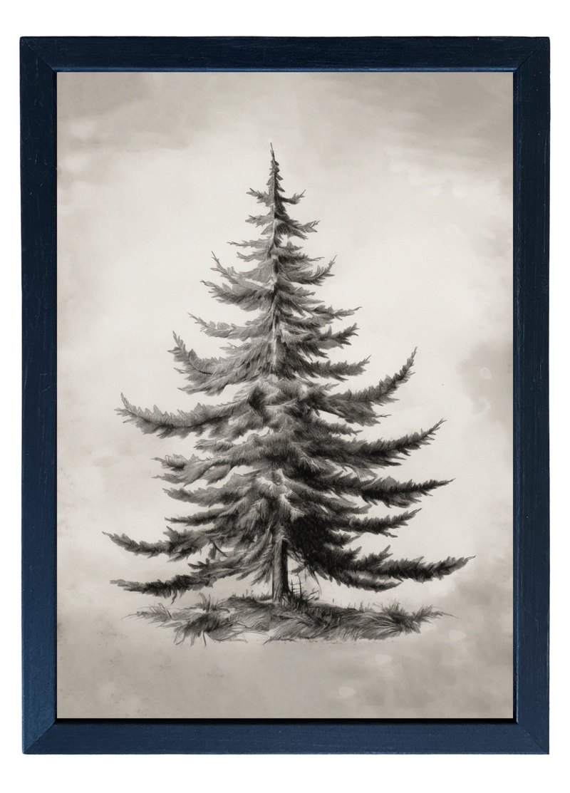 Black and White Winter Tree Wood Framed Print