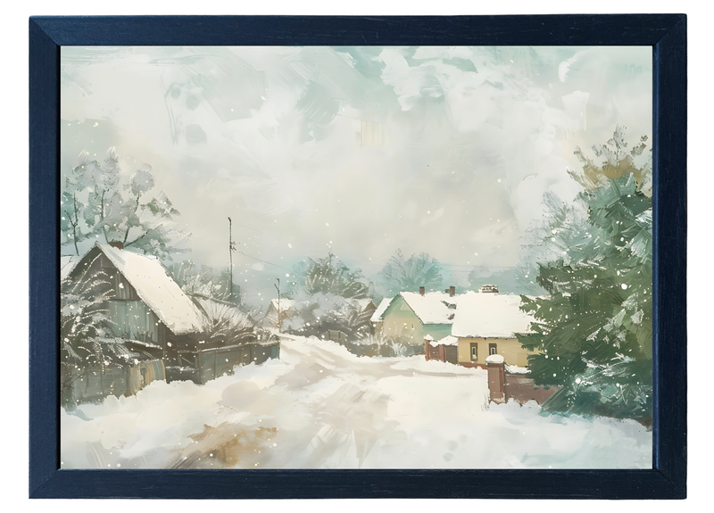 Snowy Town Wood Framed Print