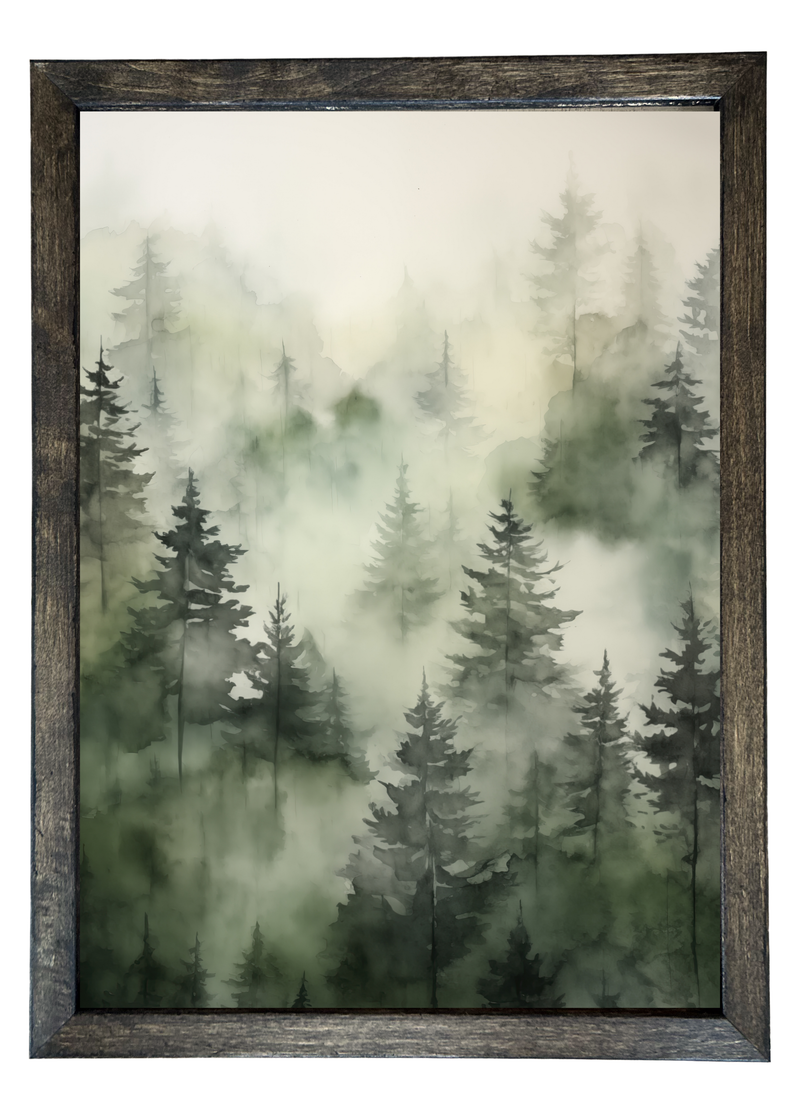 Shades of Green Wood Framed Print