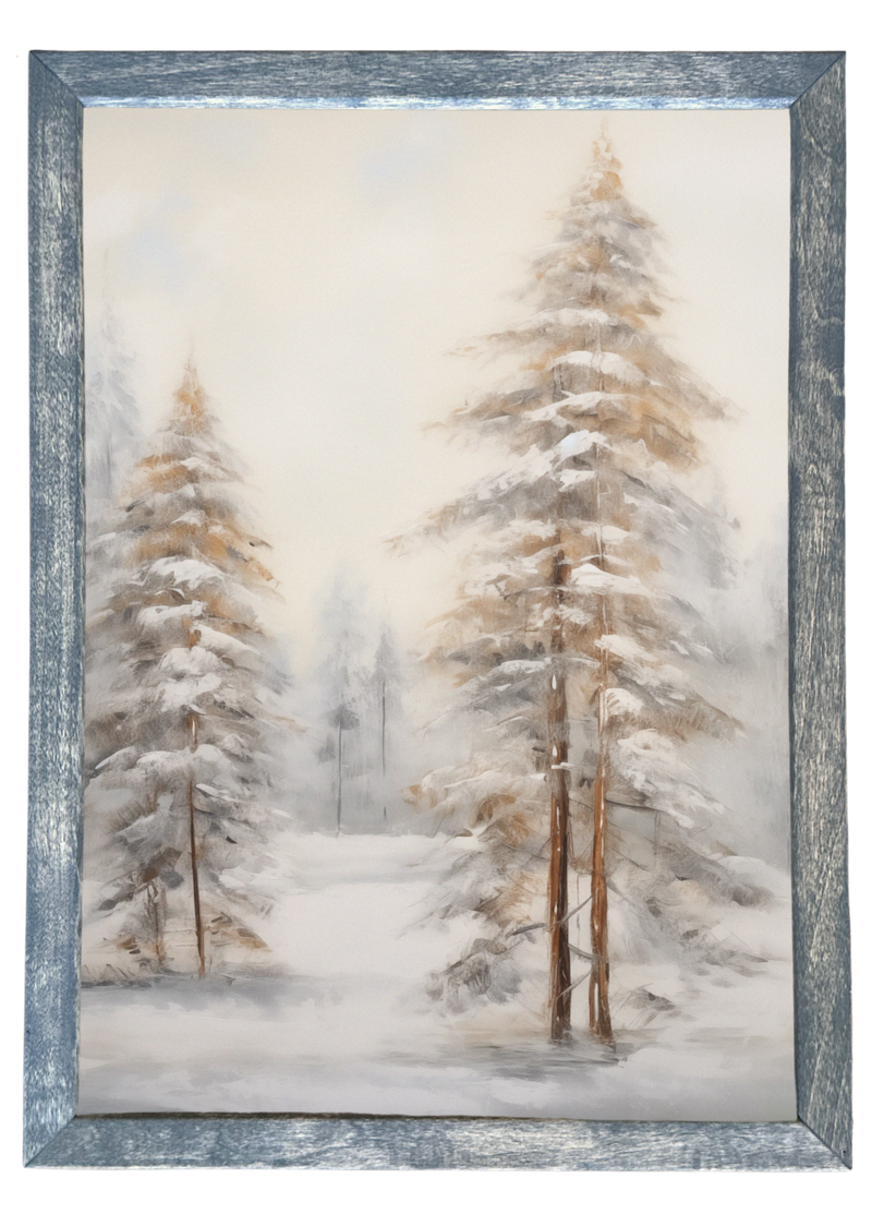 Snow Dusting Wood Framed Print