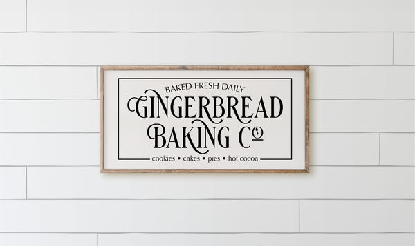 Gingerbread Baking Wood Framed Sign