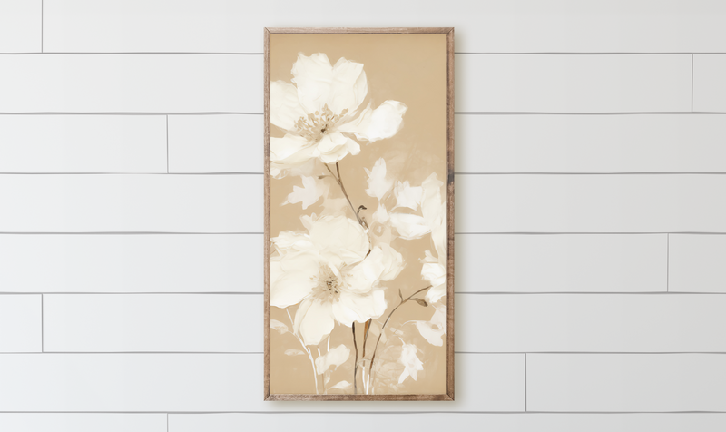 Painted Florals Wood Framed Sign