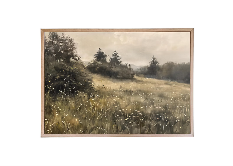 Evergreen Field Wood Framed Print