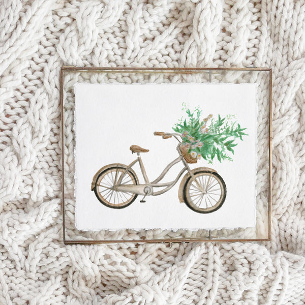 Floral Bike Watercolor Print