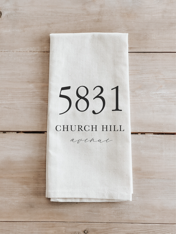 Personalized Lettered Address Kitchen Towel