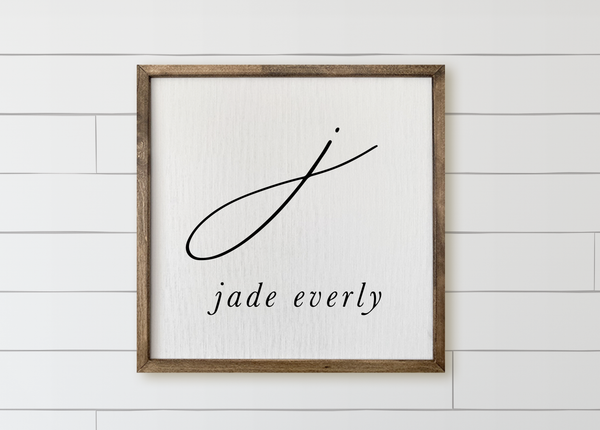 Personalized Initial and Name Wood Framed Sign
