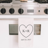 Personalized Heart Initials and Date Tea Towel