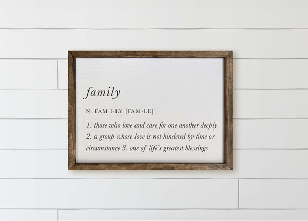 Family Definition Wood Framed Sign