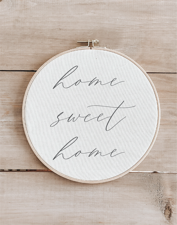 Home Sweet Home Faux Embroidery Hoop