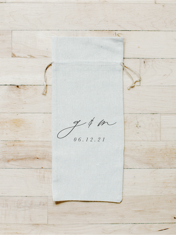 Personalized Initials With Date Wine Bag