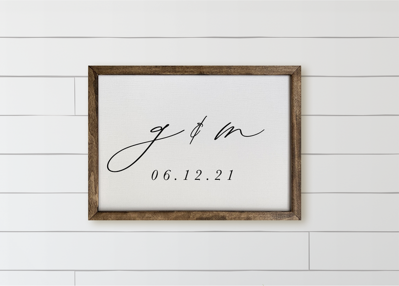 Personalized Initials and Special Date Wood Framed Sign