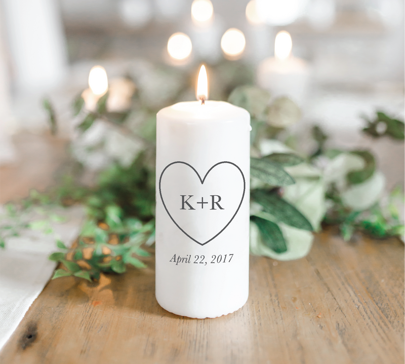 Personalized Heart Initials with Date Candle