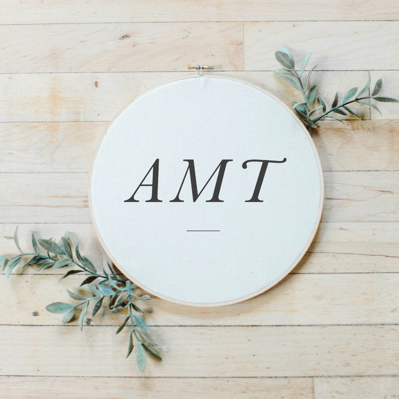 Personalized Monogram Faux Embroidery Hoop