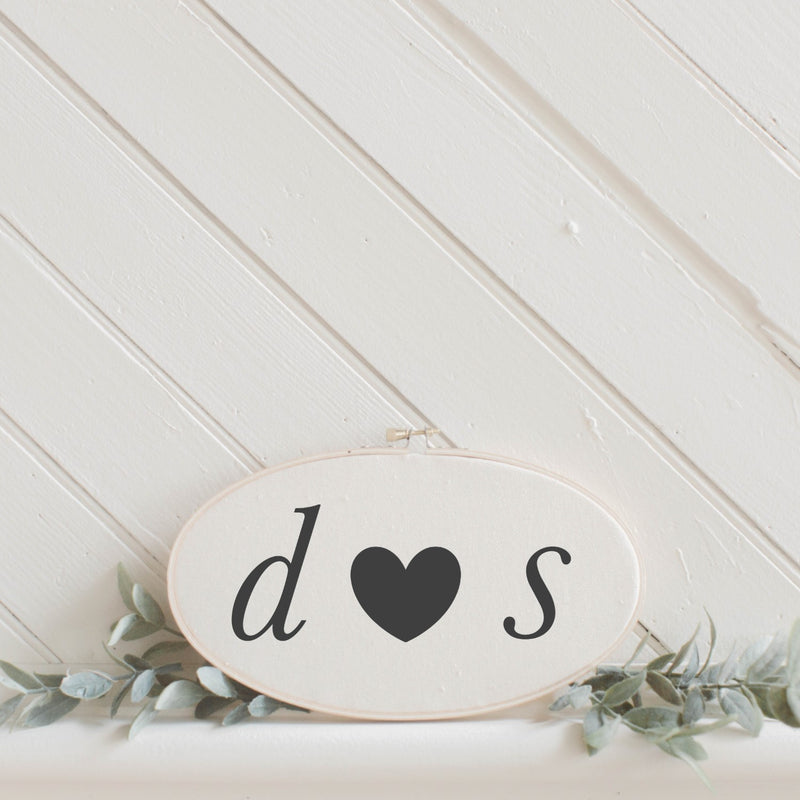 Personalized Two Initials Faux Embroidery Hoop