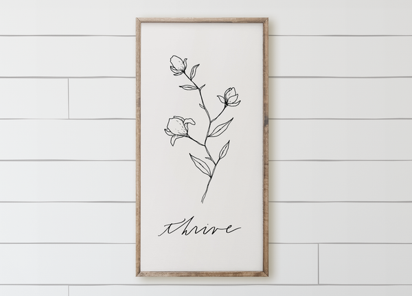 Thrive Wildflower Wood Framed Sign
